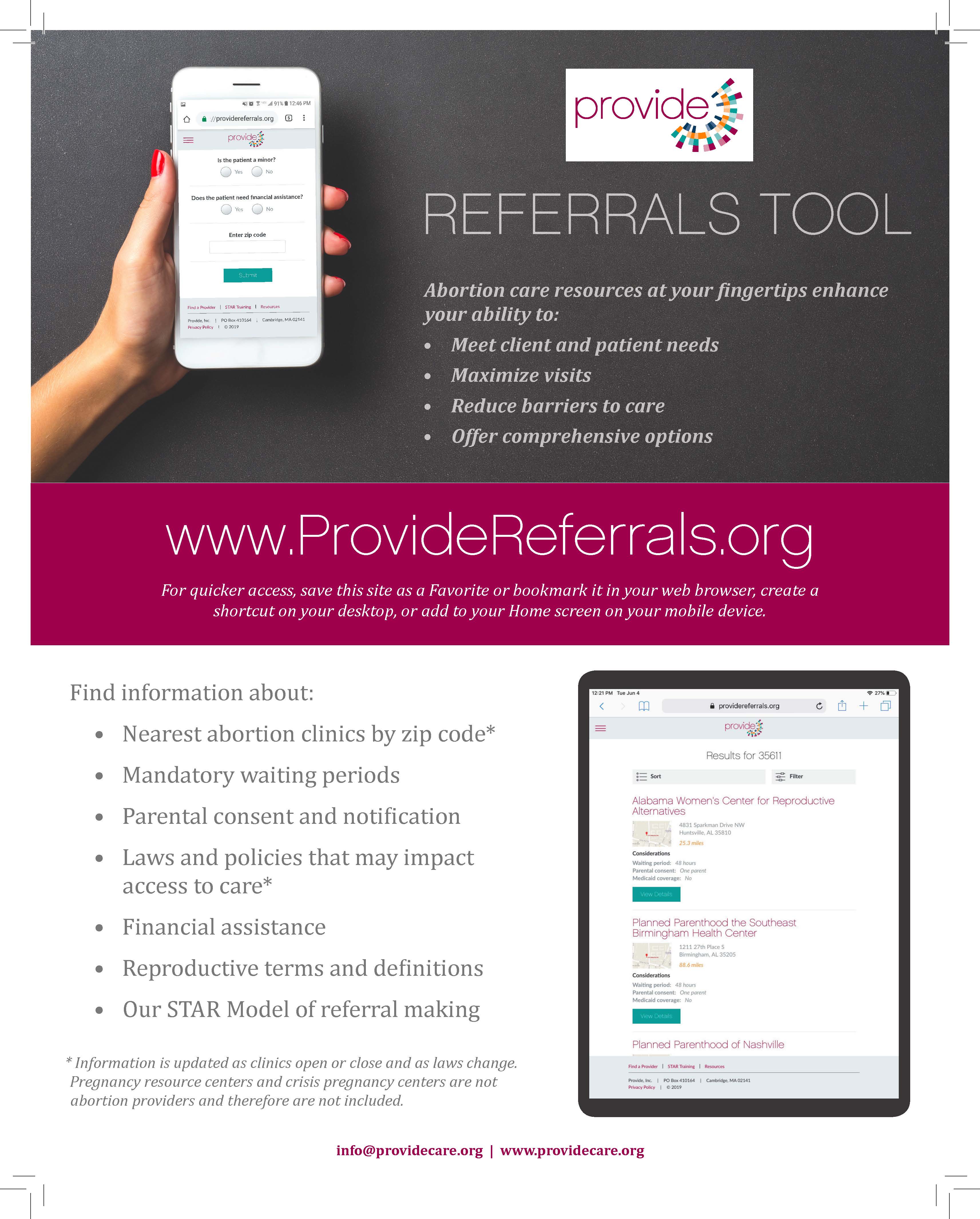 Provide Abortion Referral Tool