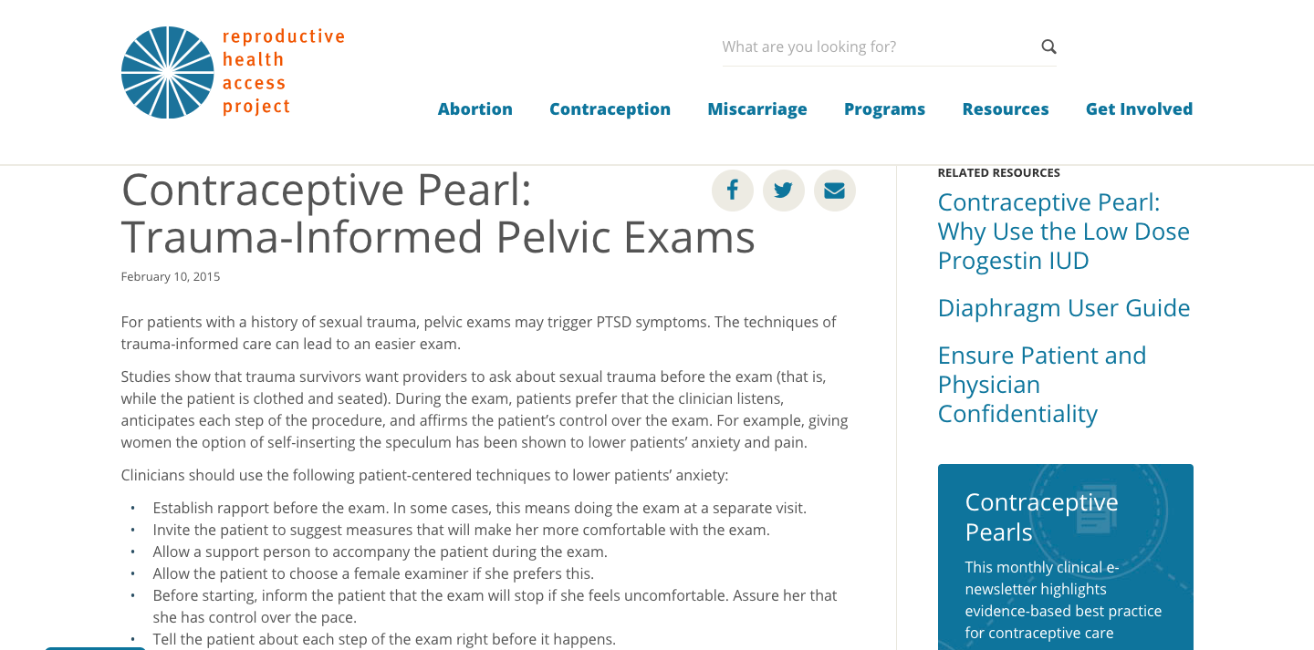 RHAP TraumaInformed Pelvic Exams Innovating Education in