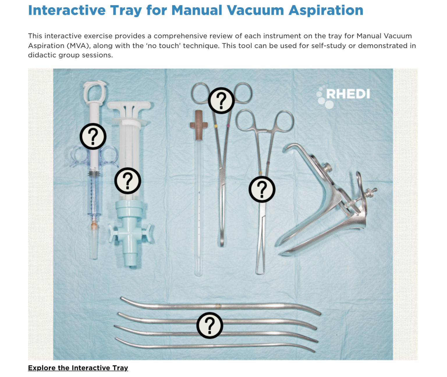 Interactive Tray for Manual Vacuum Aspiration Innovating Education in